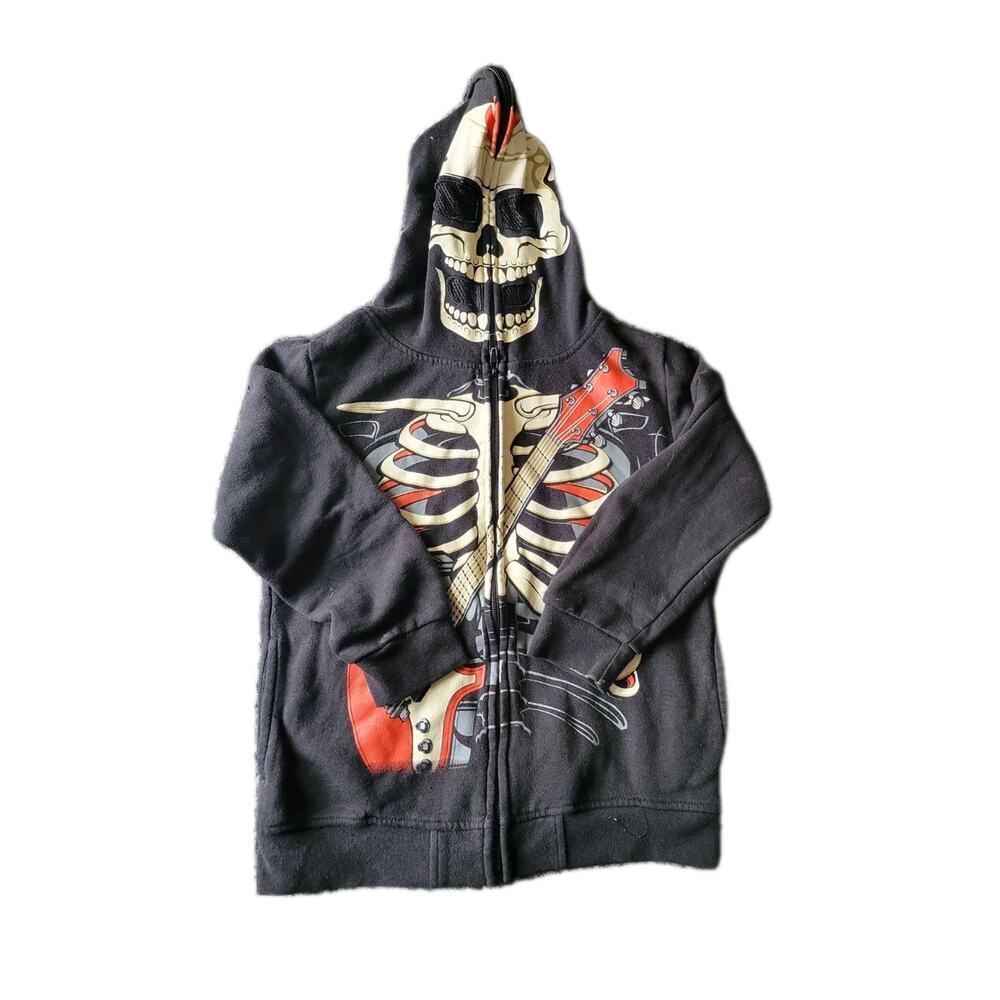 PSD Graphic Skull Face Zip Hoody Youth Boys Medium Blk